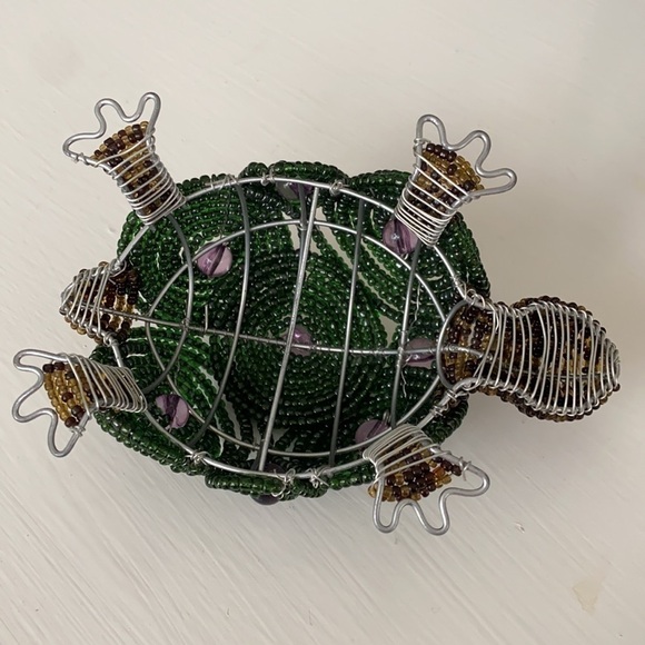 Beadworx Beaded Turtle Purple Accents Blue Eyes Decor Art Piece Gift Vintage - Picture 15 of 16